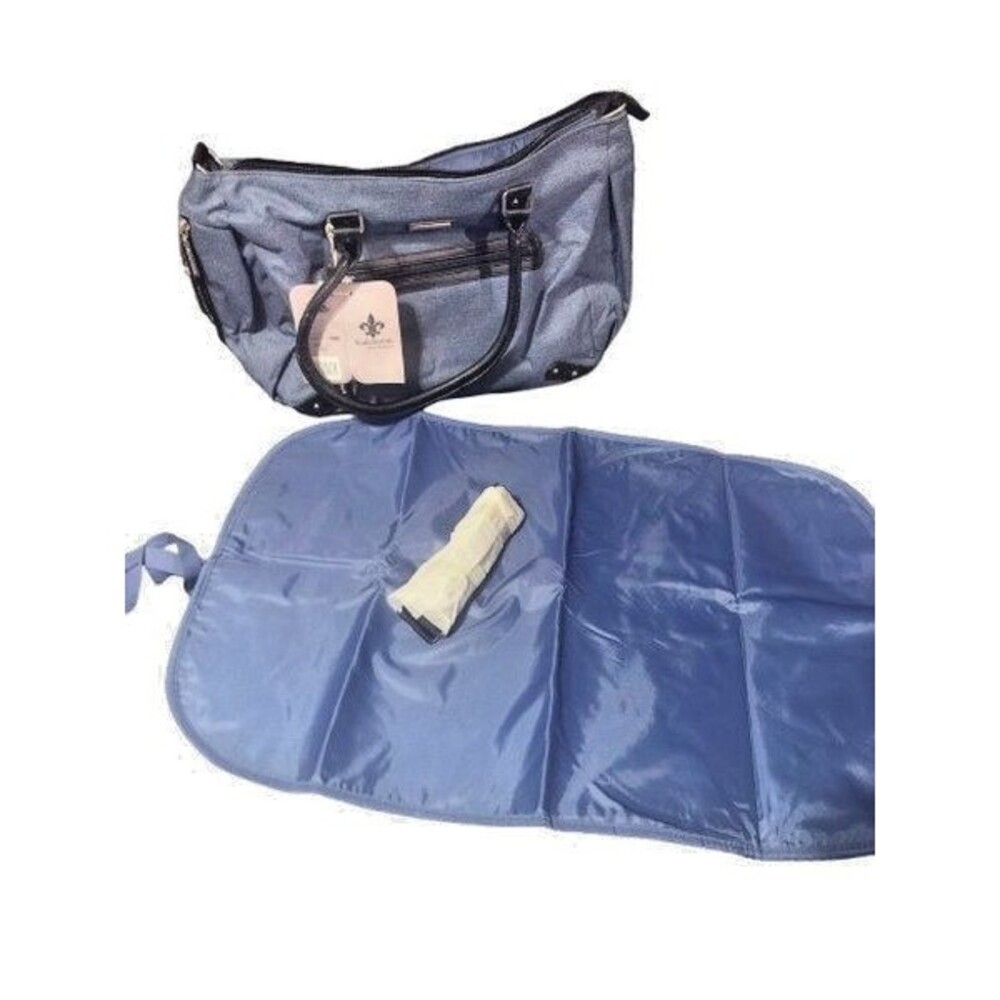 Kalencom European Collection Paris  Diaper Bag in Blue Changing Pad Zip Pouch